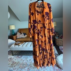 Daniel Rainn Rosalita Sheer Ruffle Maxi Dress